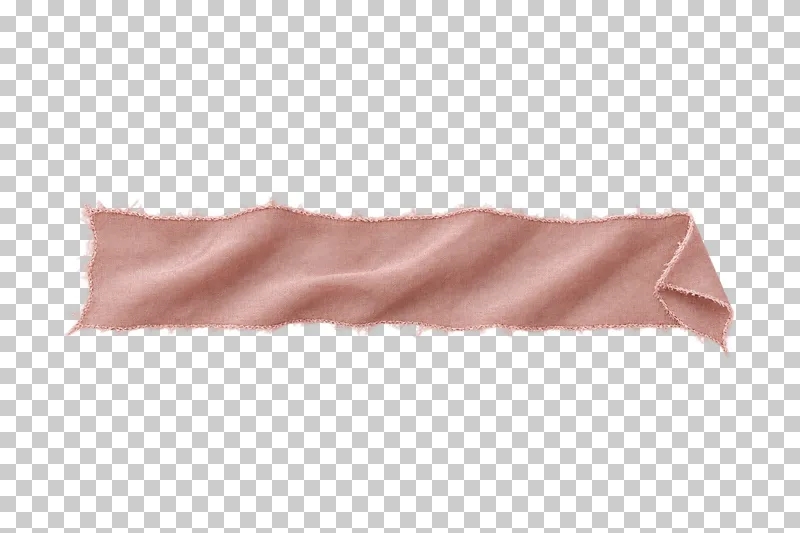 A broad mostly straight dusty-rose silk band with shallow ripples and a small turned-back right end.