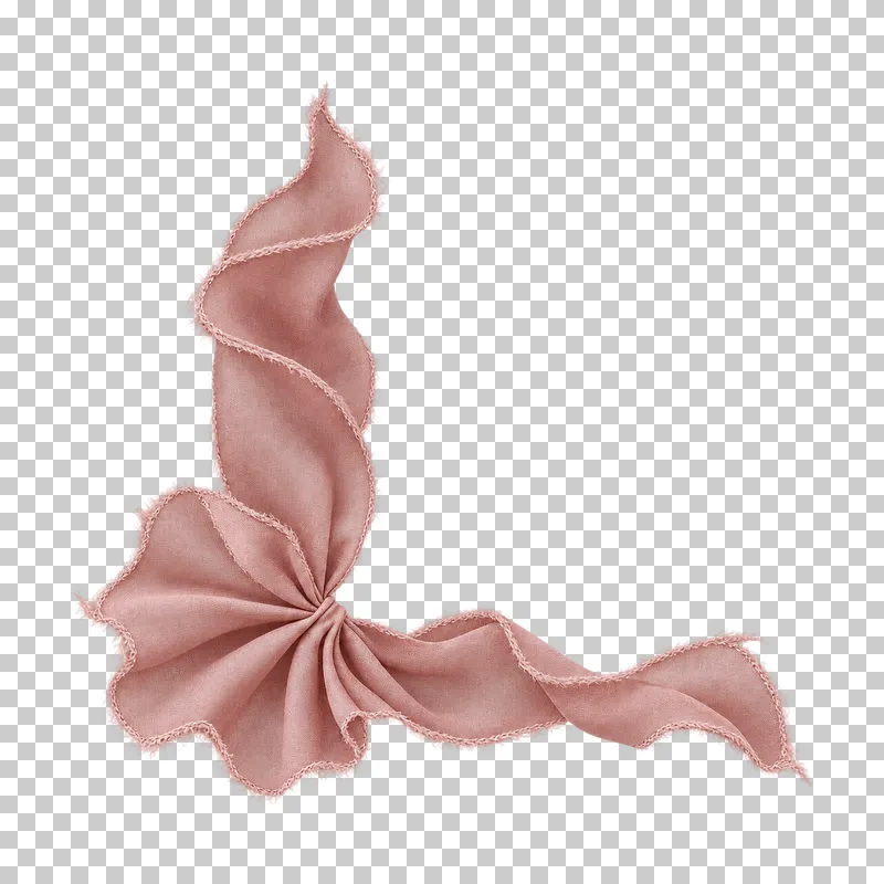 A gathered dusty-rose silk fan corner extending into unequal upright and horizontal arms.