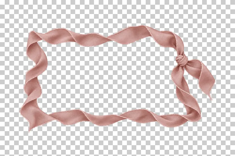 A wide rectangular dusty-rose silk ribbon frame with a restrained tie on its right side.