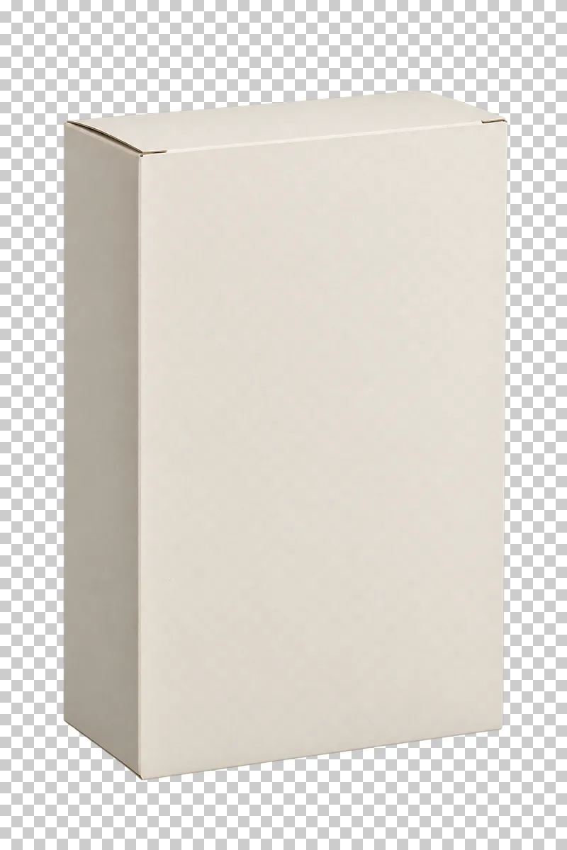 A closed tall ivory cereal carton showing its broad blank front, side and tucked top.