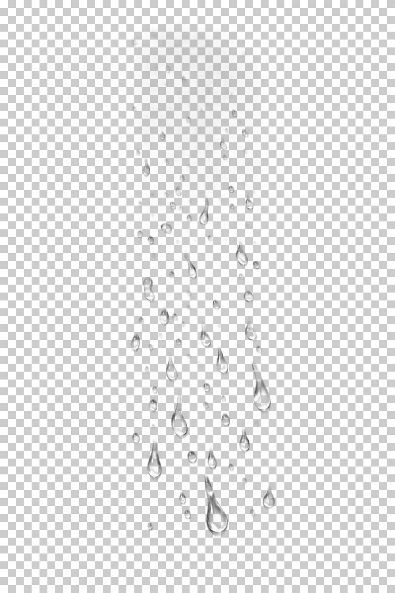 Tiny upper dew becomes fewer heavy pear-shaped beads lower down; no continuous streaks.