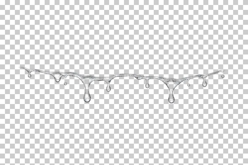 A shallow irregular horizontal water lip carries a few differently sized hanging droplets.