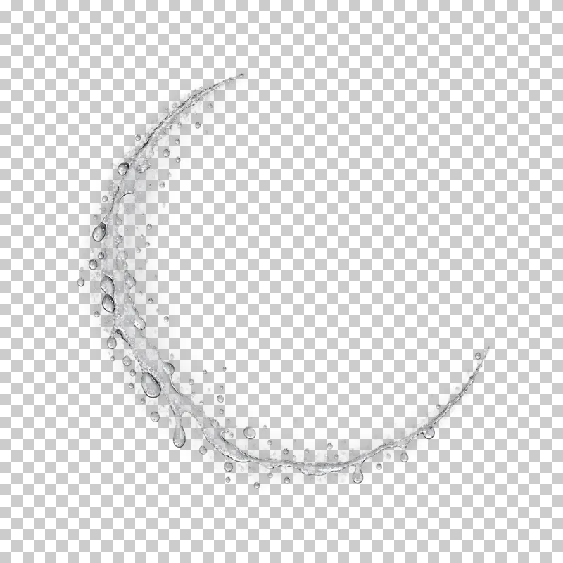 A curved crescent wet zone has dense beads on its convex rim and sparse beads fading toward a clear concave opening.