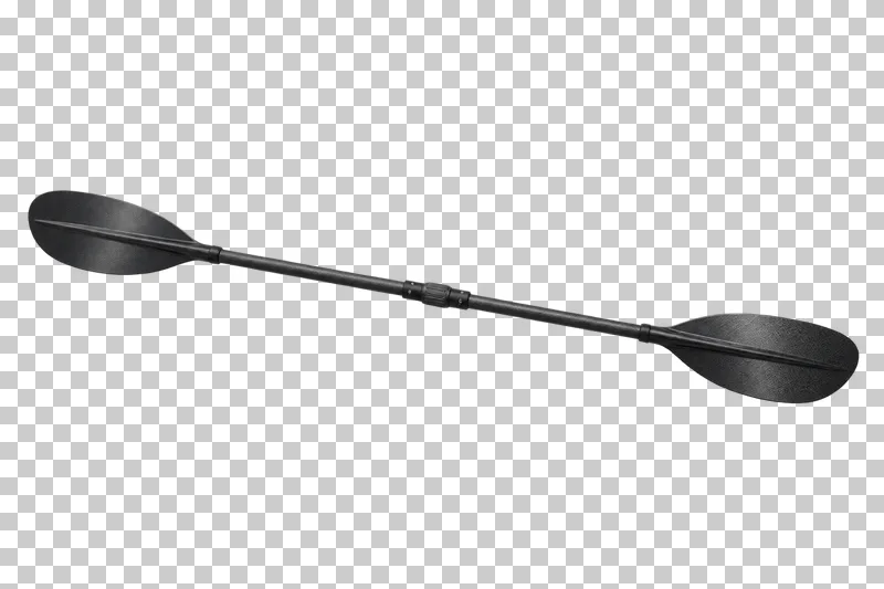 A charcoal double-bladed kayak paddle with a straight shaft and central ferrule.