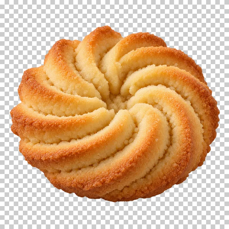 Plain golden butter spritz rosette with deep piped ridges