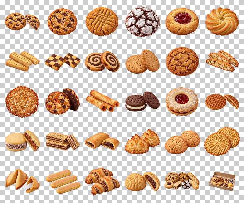 Cookies and Biscuits Photo PNG Collection: all 30 elements in one grid
