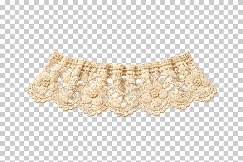Gathered ivory floral lace ruffle with a curved stitched upper seam.