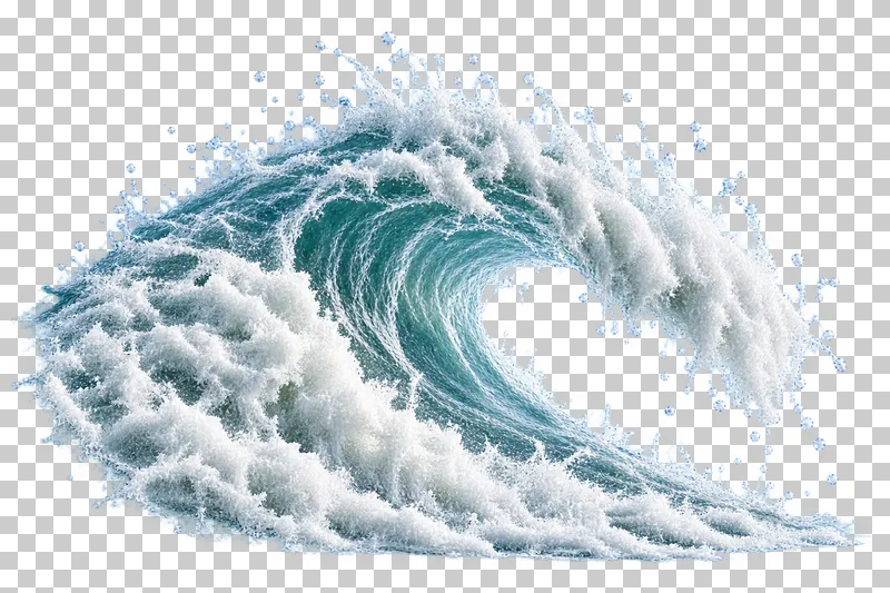A curling ocean breaker with an open barrel and ragged foaming lip.