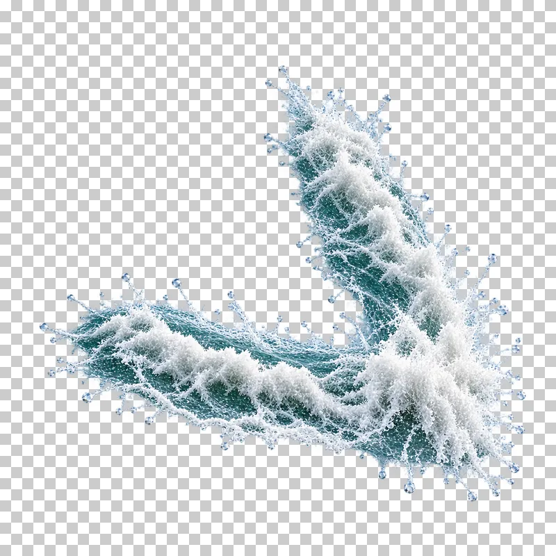 Two incoming ocean wave arms on different trajectories meeting in a localized foamy collision, seen from an elevated oblique view.
