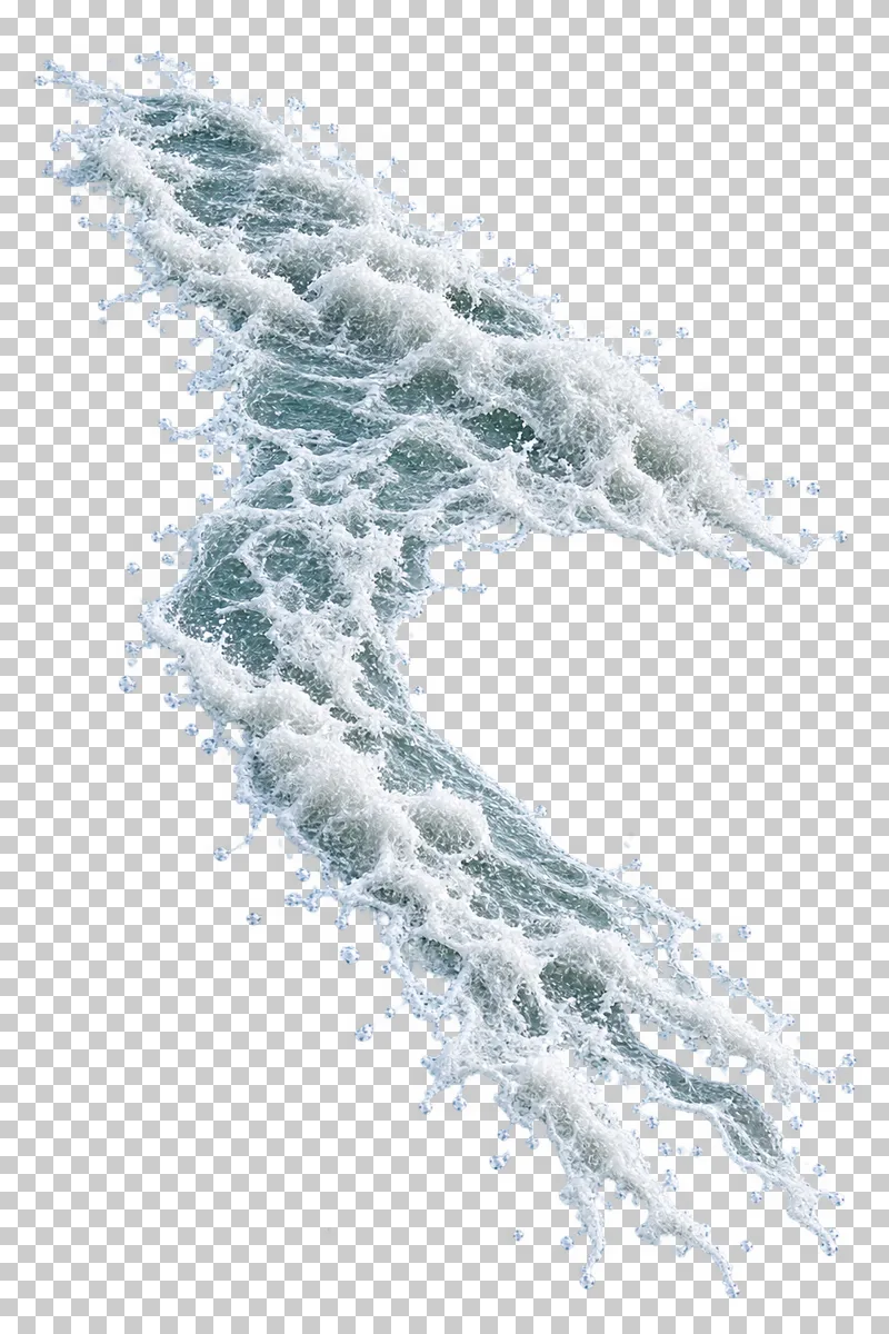 A long curling shorewash tongue flowing around an open side gap.