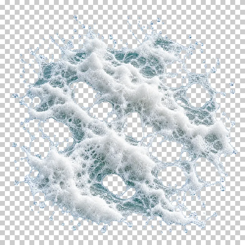 An overhead sea-foam patch with small cells and irregular open holes.