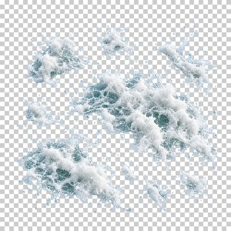 Disconnected sea-foam rafts of varied size with large gaps.