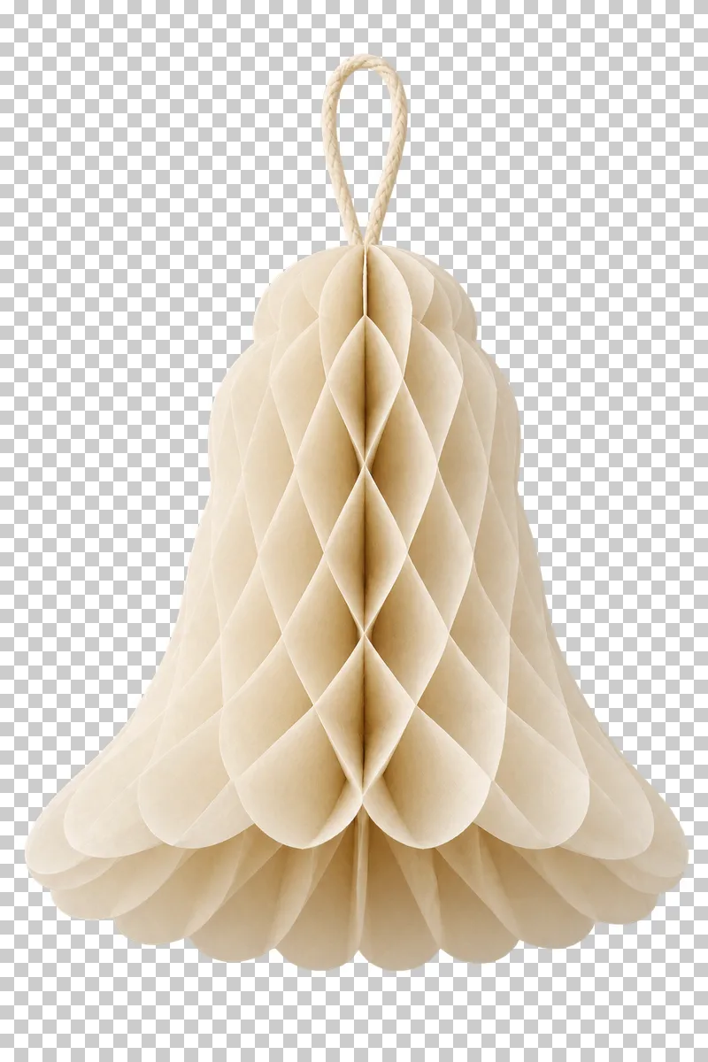 Honeycomb wedding bell in coordinated pastel paper, shown as a realistic cutout with a transparent background.