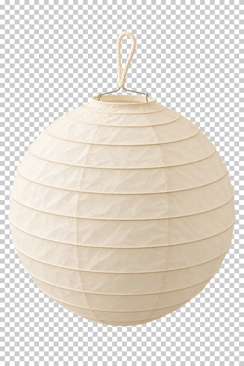 Round ribbed paper lantern in coordinated pastel paper, shown as a realistic cutout with a transparent background.