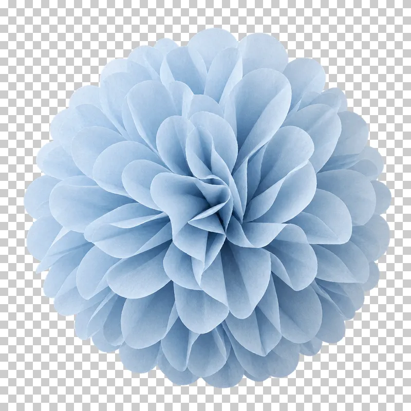 Rounded-petal tissue paper pom-pom in coordinated pastel paper, shown as a realistic cutout with a transparent background.