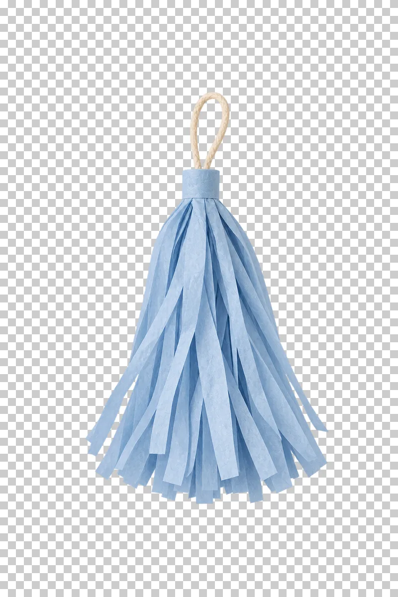 Tissue paper tassel with hanging loop in coordinated pastel paper, shown as a realistic cutout with a transparent background.