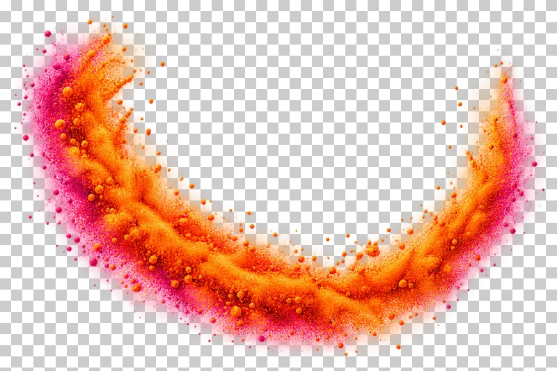 Dry matte color powder forming broad leap crescent.