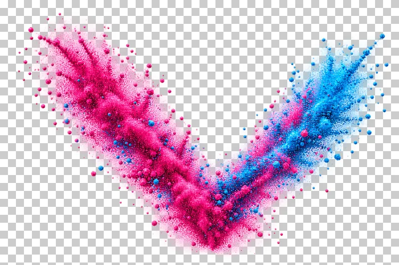 Dry matte color powder forming forked powder throw.
