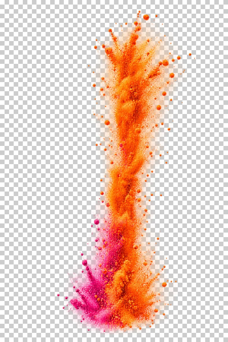 Dry matte color powder forming narrow vertical chalk jet.