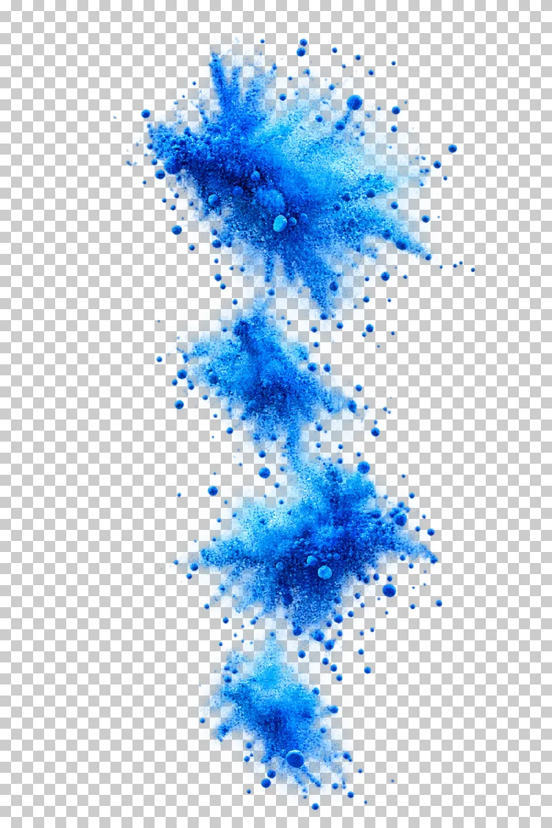 Dry matte color powder forming segmented falling powder cascade.