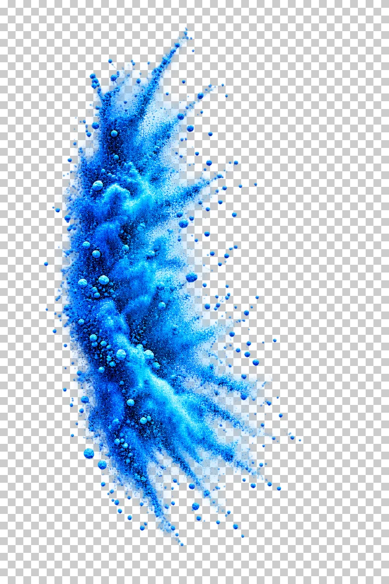 Dry matte color powder forming tall feathered side bank.