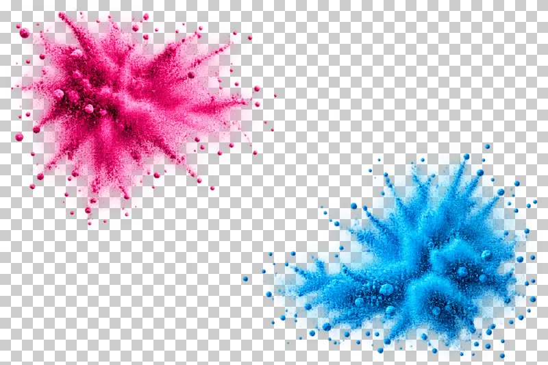 Dry matte color powder forming opposing diagonal corner bursts.