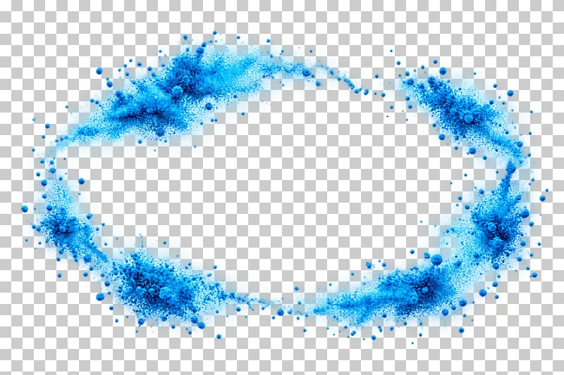 Dry matte color powder forming wide broken oval halo.