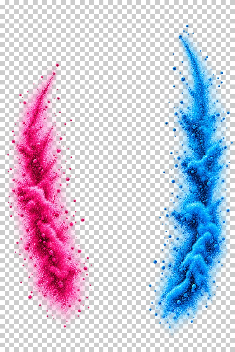 Dry matte color powder forming unequal portrait side columns.