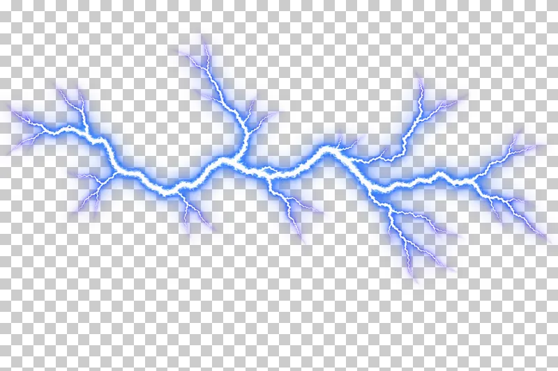 A horizontal lightning channel with branches reaching above and below.