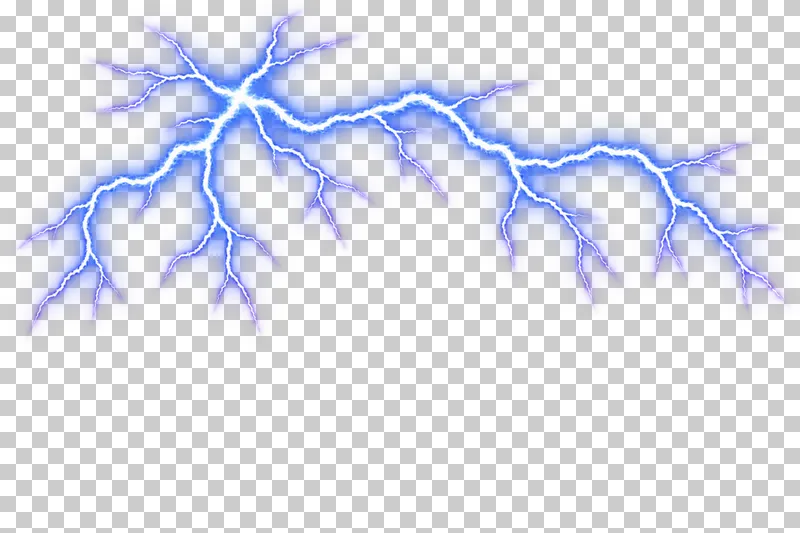 An overhead lightning canopy with an offset junction and hanging branches.