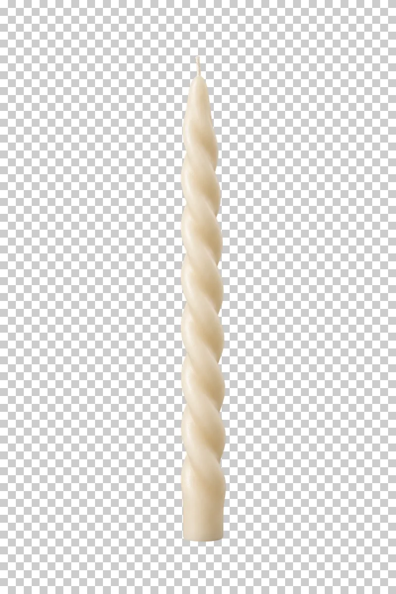 Unbranded twisted taper candle, isolated with a transparent background.