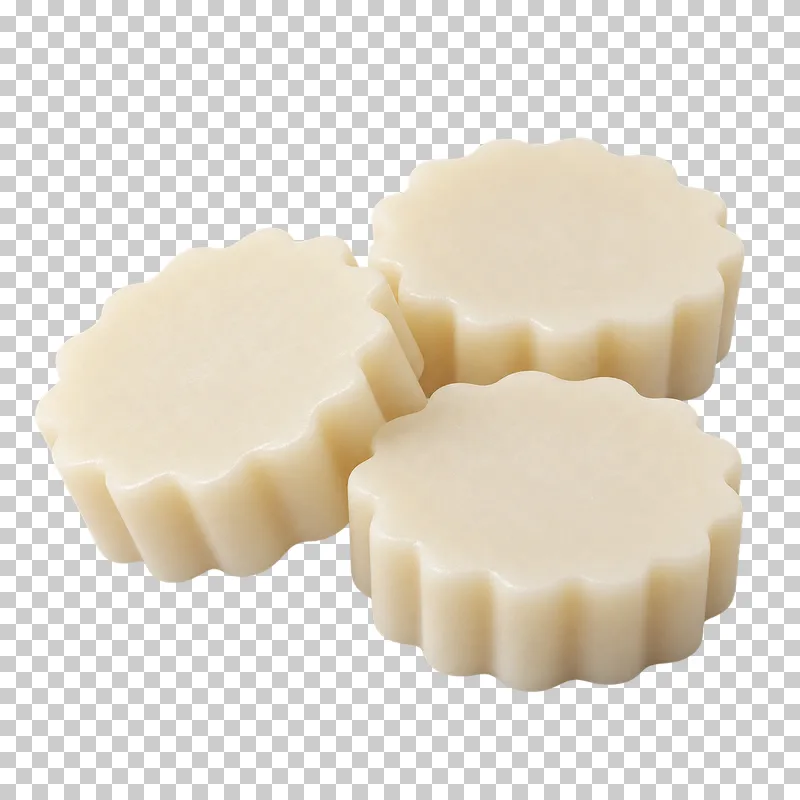 Unbranded fluted wax tarts, isolated with a transparent background.