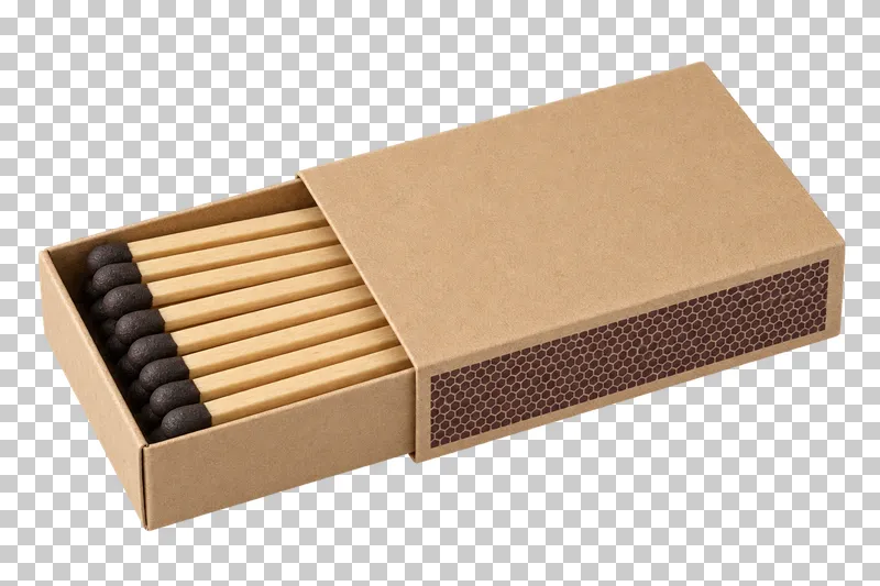 Unbranded long safety matches, isolated with a transparent background.