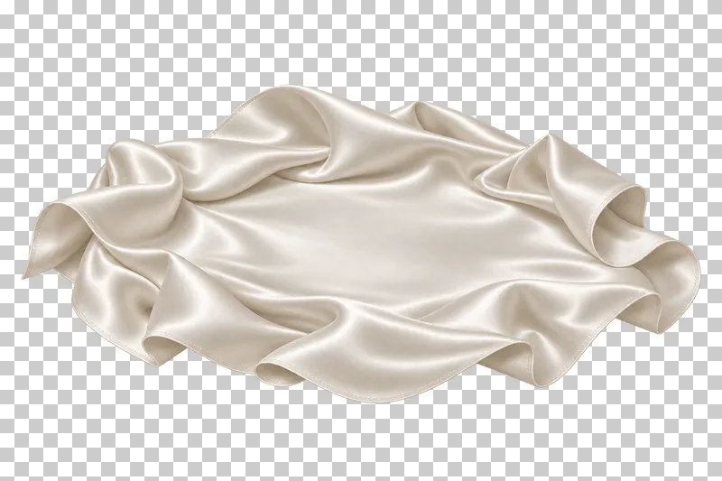Ivory satin low oval satin pool, isolated with complete hems and transparent surroundings.