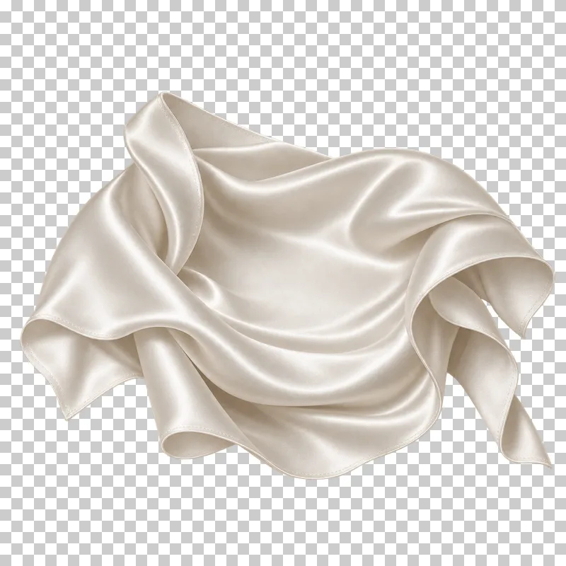 Ivory satin cupped satin nesting fold, isolated with complete hems and transparent surroundings.